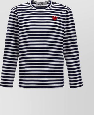 Comme Des Gar&ccedil;ons striped logo patch crew neck t-shirt