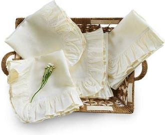 Solino Home Linen Dinner Napkins Set of 4, 20 x 20 Inch for Dining Table, Holiday and Everyday Table Decor - Gabrielle Ruffle in Ivory at Nordstrom