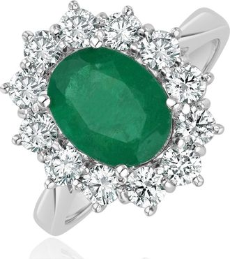 The Diamond Store Emerald 1.95CT And Lab Diamond 1.00ct Cluster Ring Set in Platinum