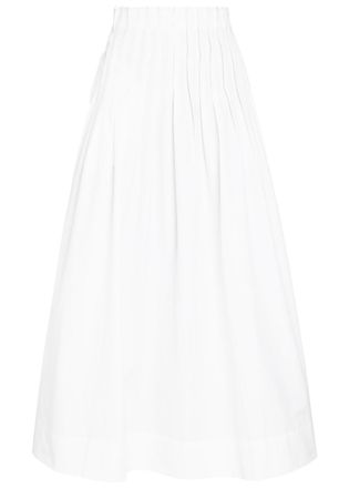 R&oacute;he Pleated Cotton-poplin Maxi Skirt - White - 40 (UK12 / M)