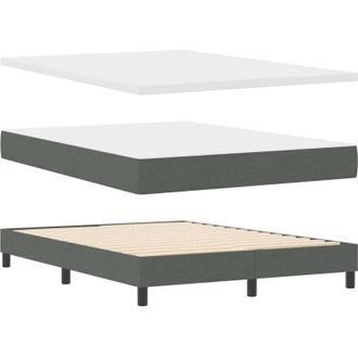 vidaXL Vidaxl Cama Box Spring De Con Colch&oacute;n - Gris Oscuro, 140 X 190 Cm, Tela