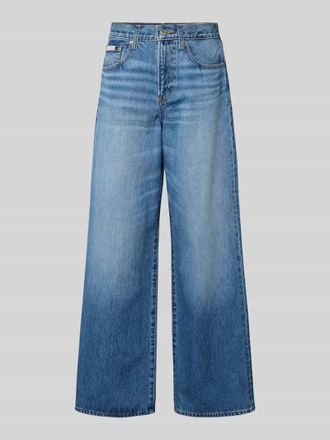 Calvin Klein Jeans Wide Fit Jeans mit Label-Detail in Jeansblau Melange, Gr&ouml;&szlig;e 25/32