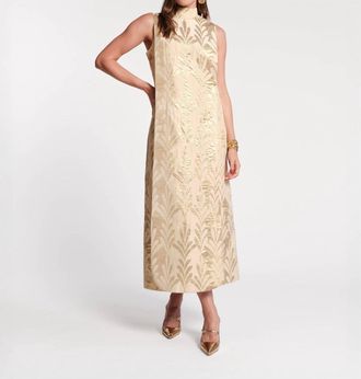 Frances Valentine Carlyle Royal Palm Maxi Dress In Gold