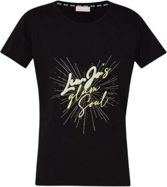 Liu Jo Basic T-shirt met ronde hals - Dames - T-shirts - Zwart - XS - Katoen - Tops