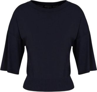 A|X Armani Exchange Rondgebreide trui - Dames - Ronde hals truien - Blauw - L - Truien & Vesten