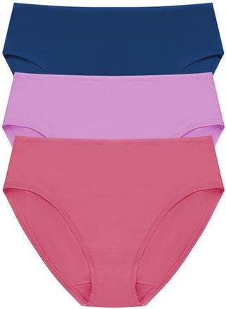 Natori Bliss Bare Cotton Hipster 3-Pack in Dk Cobalt/wld Petal/vntg Chrry at Nordstrom, Size Xx-Large