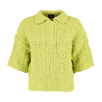 Mr. Mittens Clara Gebreide Poloshirt met Knopen - Dames - Truien - Groen - Maat: Xs/S Katoen