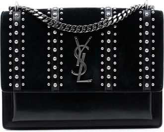 Saint Laurent Pre-owned Saint Laurent Medium Studded Suede and Calfskin Monogram Sunset Crossbody Ladies 4AM6CYZFYNBN4BXM