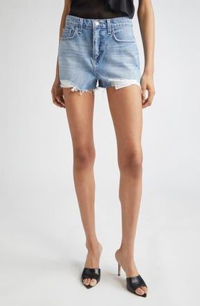 L'agence Clark High Waist Denim Cutoff Shorts in Galveston Destruct at Nordstrom Rack, Size 32