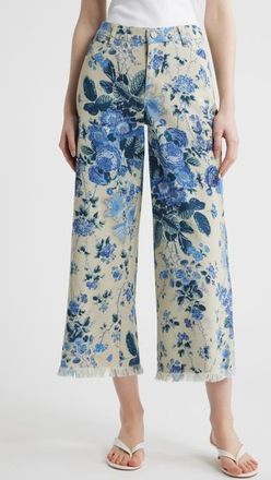 Kobi Halperin Anne Wide Leg Floral Crop Jeans in Ecru Multi at Nordstrom, Size 26