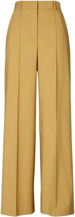 Tory Burch Wool Wide Leg Pant - Dames - Wijde Broeken - Beige - 2XS - Wol - Broeken