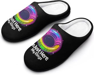 Generic Im Just Here to Close My Rings Rainbow Mens Slippers Comfortable And Non-slip Cotton Slipper Shoe for House
