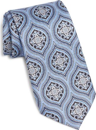 Nordstrom Moroccan Tile Print Silk Tie in Light Blue/Blue at Nordstrom