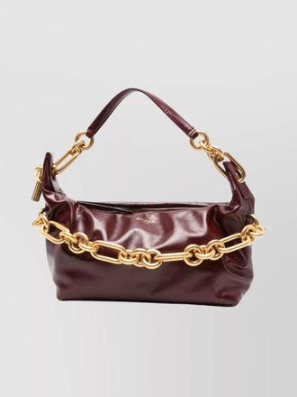 Balmain medium leather shoulder bag with chain strap
