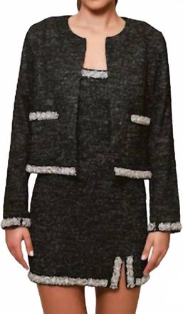 Hutch Leva Stretch Tweed Jacket In Black