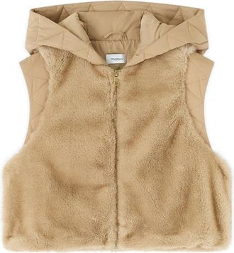 Motivi Capuchonvest met gewatteerde inzetten - Dames - Bodywarmers - Beige - XS - Polyester - Jassen