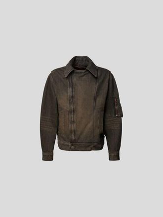 Wood Wood Jeansjacke mit Kentkragen in Dunkelbraun, Gr&ouml;&szlig;e XL