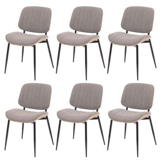Hhg Hhg - Nunca Usado] Juego De 6 Sillas De Comedor 203, Silla De Cocina Silla, Tela De Madera Curvada (370 G/m&sup2;) Oeko-tex Mvg, Natural, Gris Claro