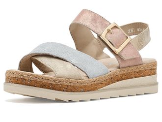 Rieker V7951 Regina 41 Womens Wedge Shoes Nude/Silver/Rosa/Musche : EU 42 (US Womens 10-10.5) M, Leather