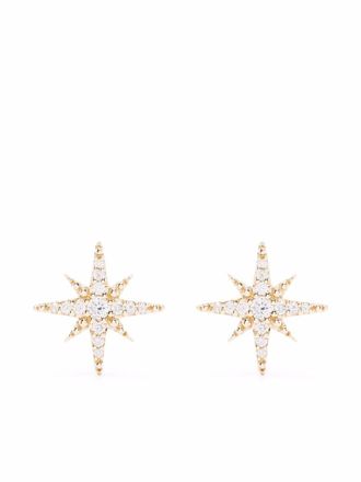 Mizuki 14kt yellow gold medium diamond star stud earrings