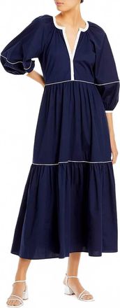 Staud Demi Dress In Navy/white