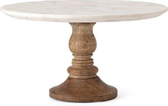 A&B Home Lissa Marble & Wood Cake Stand