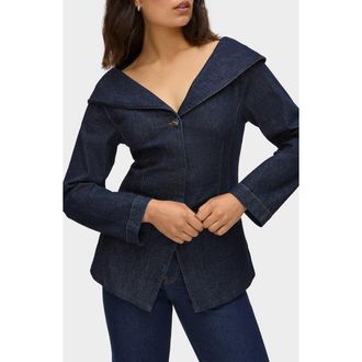 Aligne Elle Shawl Collar Denim Jacket in Indigo at Nordstrom Rack, Size 6