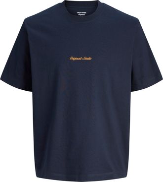 Jack & Jones Plus Size T-Shirt JORNORREBRO EMB TEE SS CREW NECK PLS, Herren, Gr. 4XL, sky captain, Jersey, Obermaterial: 100% Baumwolle, JACK & JONES PLUSSIZE, bedruckt, reg