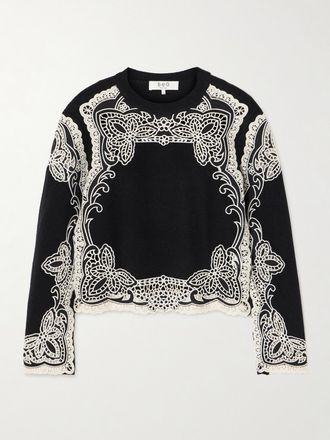 Sea New York Pullover In Lana E Pizzo Sangallo Gianna - Nero