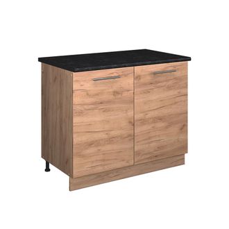 Vicco Mueble Bajo Para Fregadero Fame-line, Roble Dorado/roble Dorado, 100 Cm, Et Antracita, Vicco