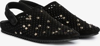 Pedro Garcia Crystal clog in black suede and velcro closure|Bely | Fall winter 25 | PEDRO GARCIA