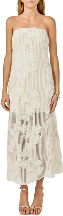 endless rose Mesh Overlay Strapless Dress in Cream at Nordstrom, Size Medium