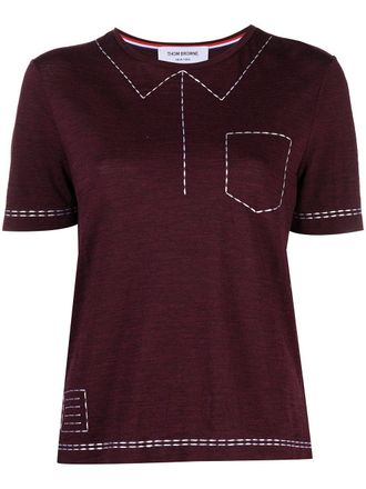 Thom Browne T-shirt Trompe-loeil - Rosso