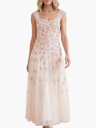 Needle & Thread Mayflower Ditsy Ankle Gown in Cream at Nordstrom, Size 14