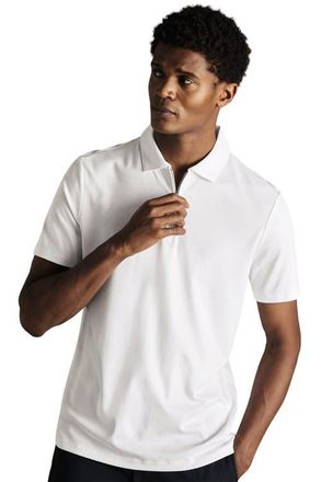 CHARLES TYRWHITT Plain Short Sleeve Zip Jersey Polo in White at Nordstrom, Size Xxx-Large
