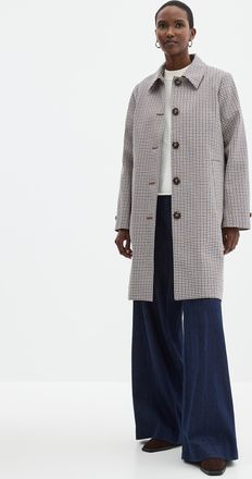 Contemporaine Womens Checkered shirt-collar mid-length trench coat