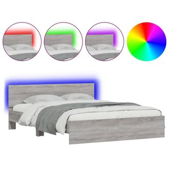 Berkfield Home Bed Frame with LED without Mattress Grey Sonoma 160x200 cm