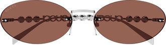Gucci Sunglasses Gg1922 S 002 Silver/Brown Women