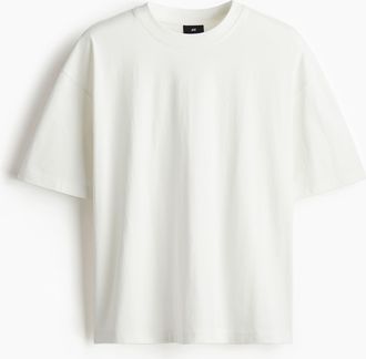 H&M Baumwoll-T-Shirt in Oversize-Passform - Weiss