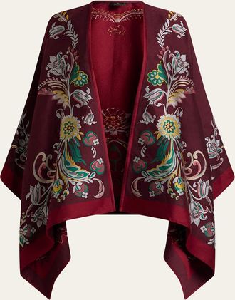 Etro Floral Jacquard Wool-Blend Cape