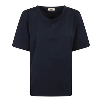 Herno Tops, Dames, Blauw, S, Katoen, T-shirt met ronde hals