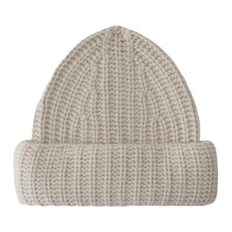 Lisa Yang Beatris Beanie - Dames - Hoeden - Beige - M - Kasjmier - Accessoires