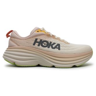 Hoka One One Hoka Bondi 8 Textile Womens Running Trainers - Cream Vanilla - Size:UK 8.5