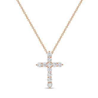 Diana M. Jewels 14kt Rose Gold 2.00 cts Lab Grown Round Diamond Cross Pendant