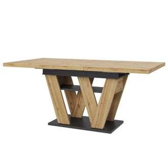 Urban Meuble Mesa de comedor extensible efecto madera natural 119-158,5&times;80cm
