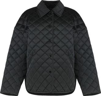 Toteme Collared Gewatteerd A-lijn Jas - Dames - Zomerjassen - Zwart - XS - Polyester - Jassen