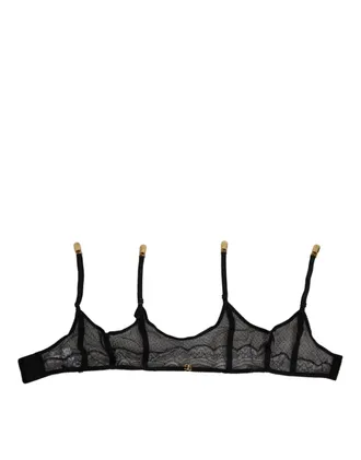 Dolce & Gabbana Black Floral Lace Nylon Strap Garter Underwear Co+pa+vi Clothing