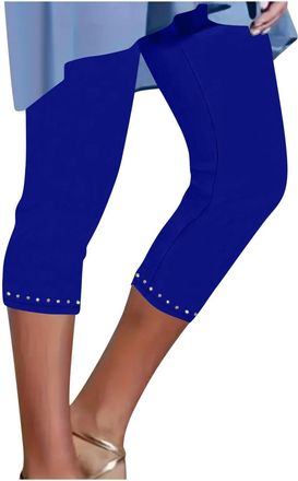 Generic HOOUDO T Shirt Cropped Leggings Ladies High Waisted Capri Pants Summer 3/4 Length Stretch Pull on Trousers Plus Size Gym Yoga Shorts 3/4 Leggings for 