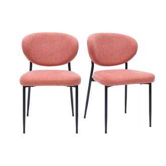 Miliboo Miliboo - Sillas De Terciopelo Texturizado Terracota Y Metal Negro (paquete De 2) Breka
