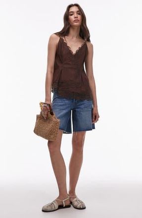 Topshop Loose Fit Raw Hem Cutoff Denim Shorts in Medium Blue at Nordstrom Rack, Size 2 Us (Fits Like 0)